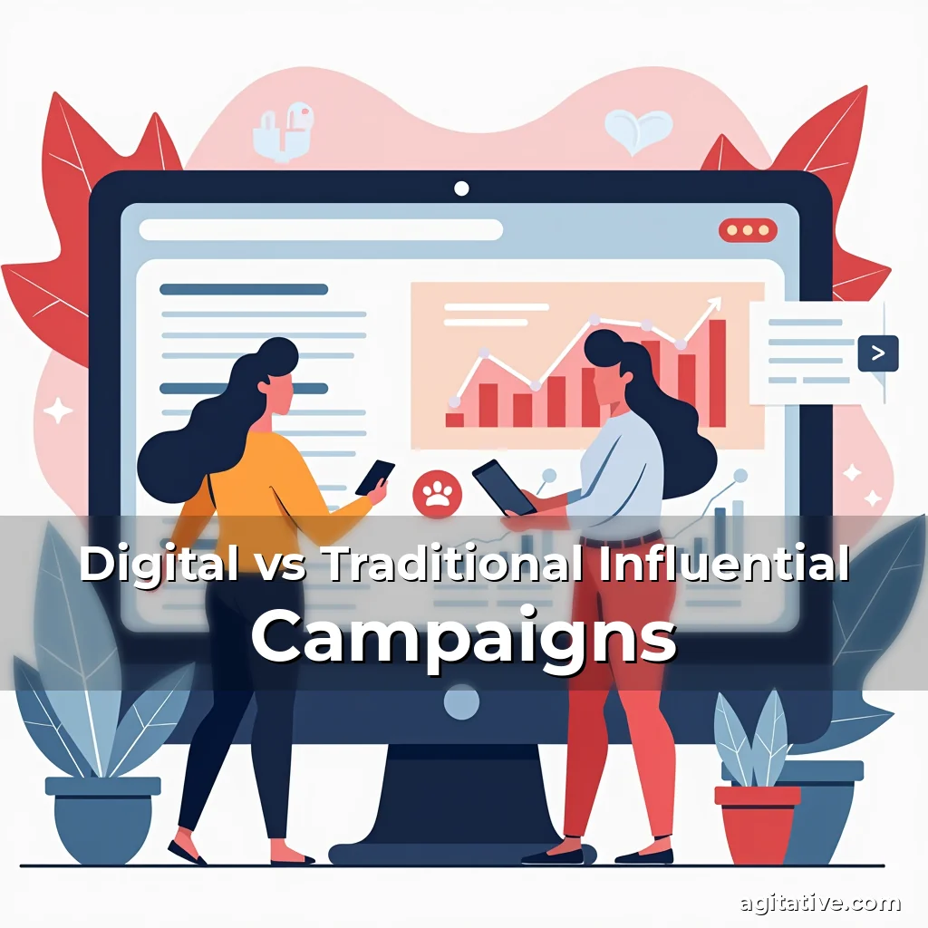 Artistic representation for Digital vs Traditional Influential Campaigns