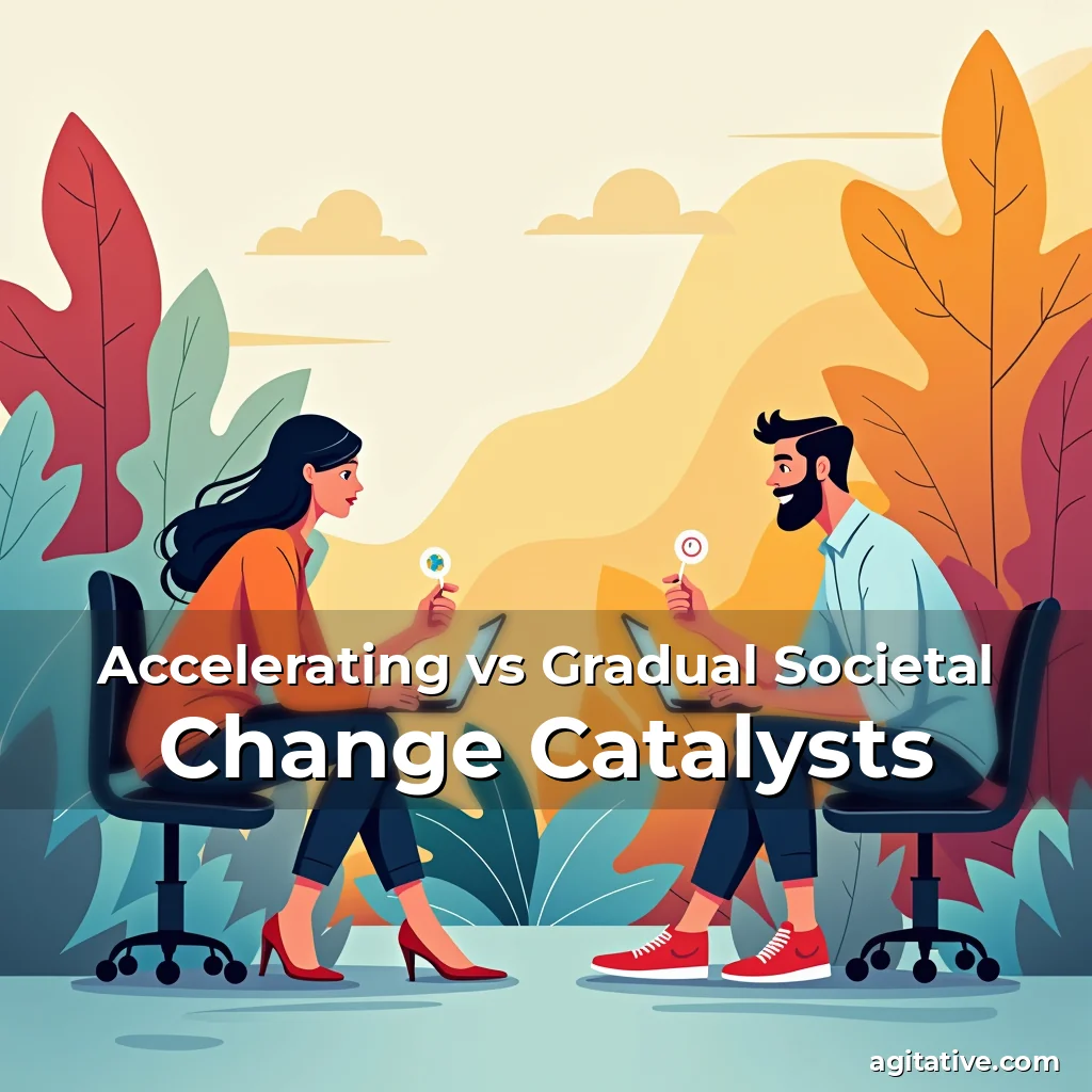 Artistic representation for Accelerating vs Gradual Societal Change Catalysts